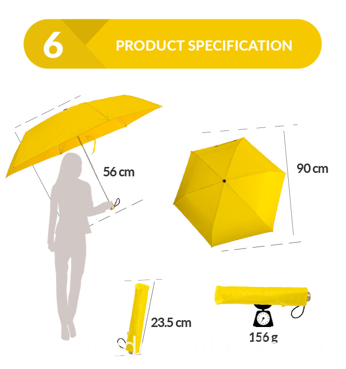 สีเคลือบ 3 พับพับได้ Color Coating 3 Section Foldable Umbrella